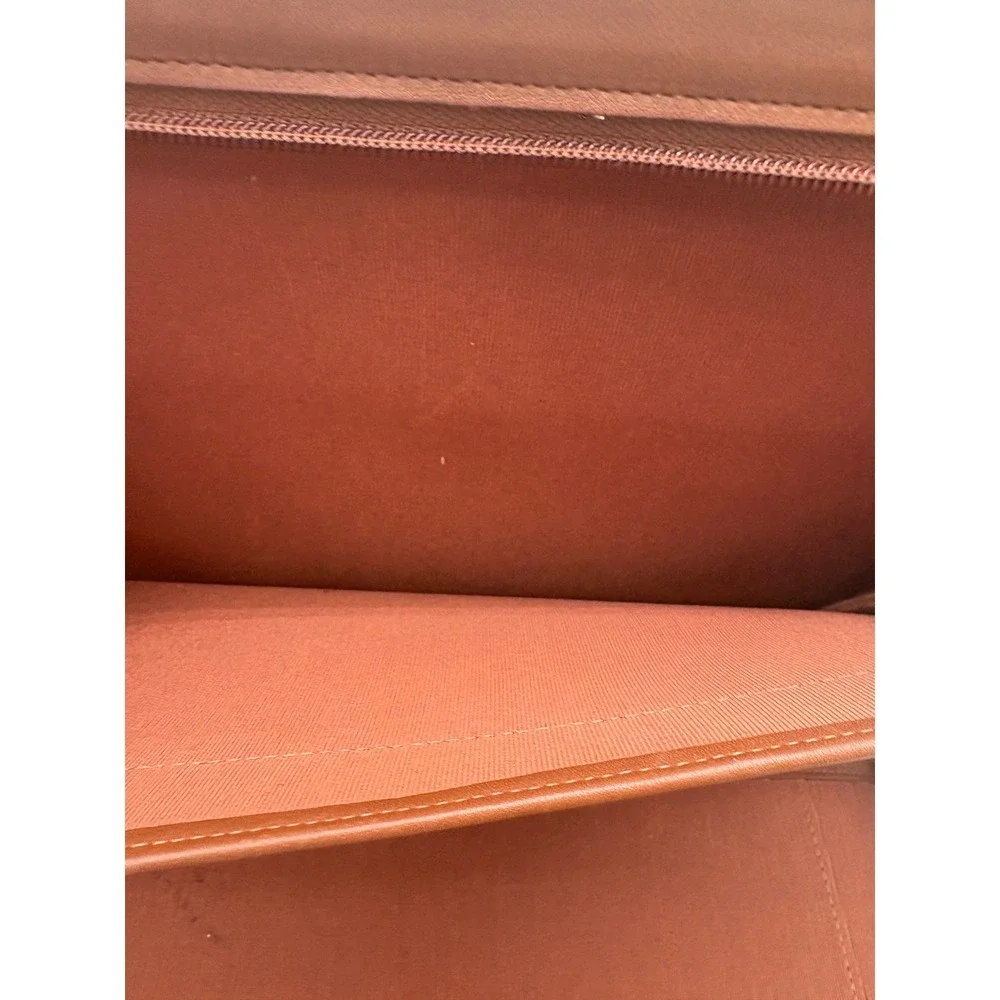 Coach Vintage Brown Leather Zip 3 Ring Portfolio Binder planner Organizer Krause